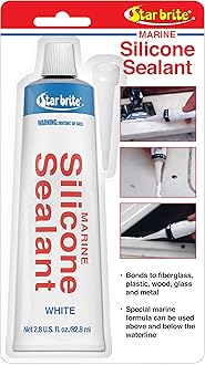STAR BRITE Marine Silicone Sealant - Waterproof, Durable, UV Resistant, for Fiberglass, Metal, Wood, Glass, Ceramic & More - White 2.8 OZ. (082101)