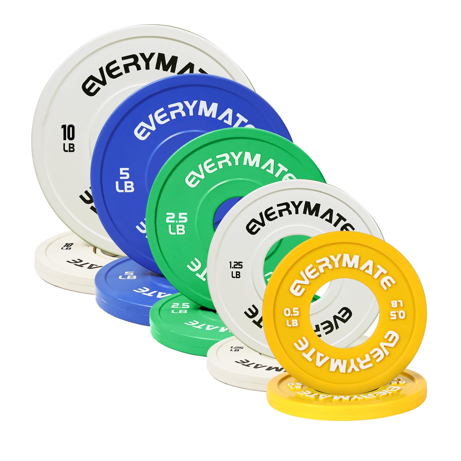 EVERYMATE Change Weight Plates 1.25LB 2.5LB 5LB Set Fractional Plate Olympic Bumper Plates for Cross Training Bumper Weight Plates Steel Insert Strength Training Weight Plates