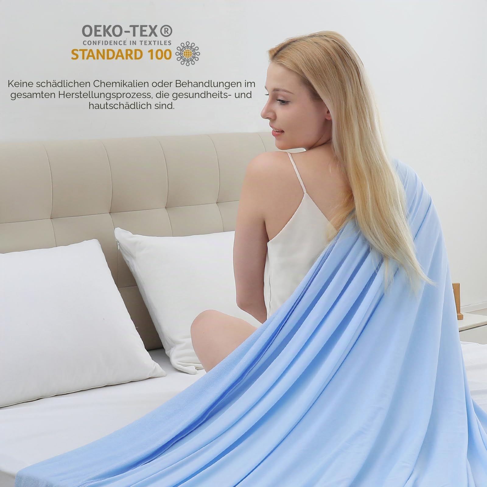 Marchpower Sommerdecke Mikrofaser Arc-Chill, Selbstkühlende Kühldecke Q-Max＞0.5, 150x200cm Blau