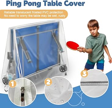 Ping Pong Table Cover, Heavy Duty Waterproof, Outdoor & Indoor, Folding Tables, 65'' x 28'' x 10''