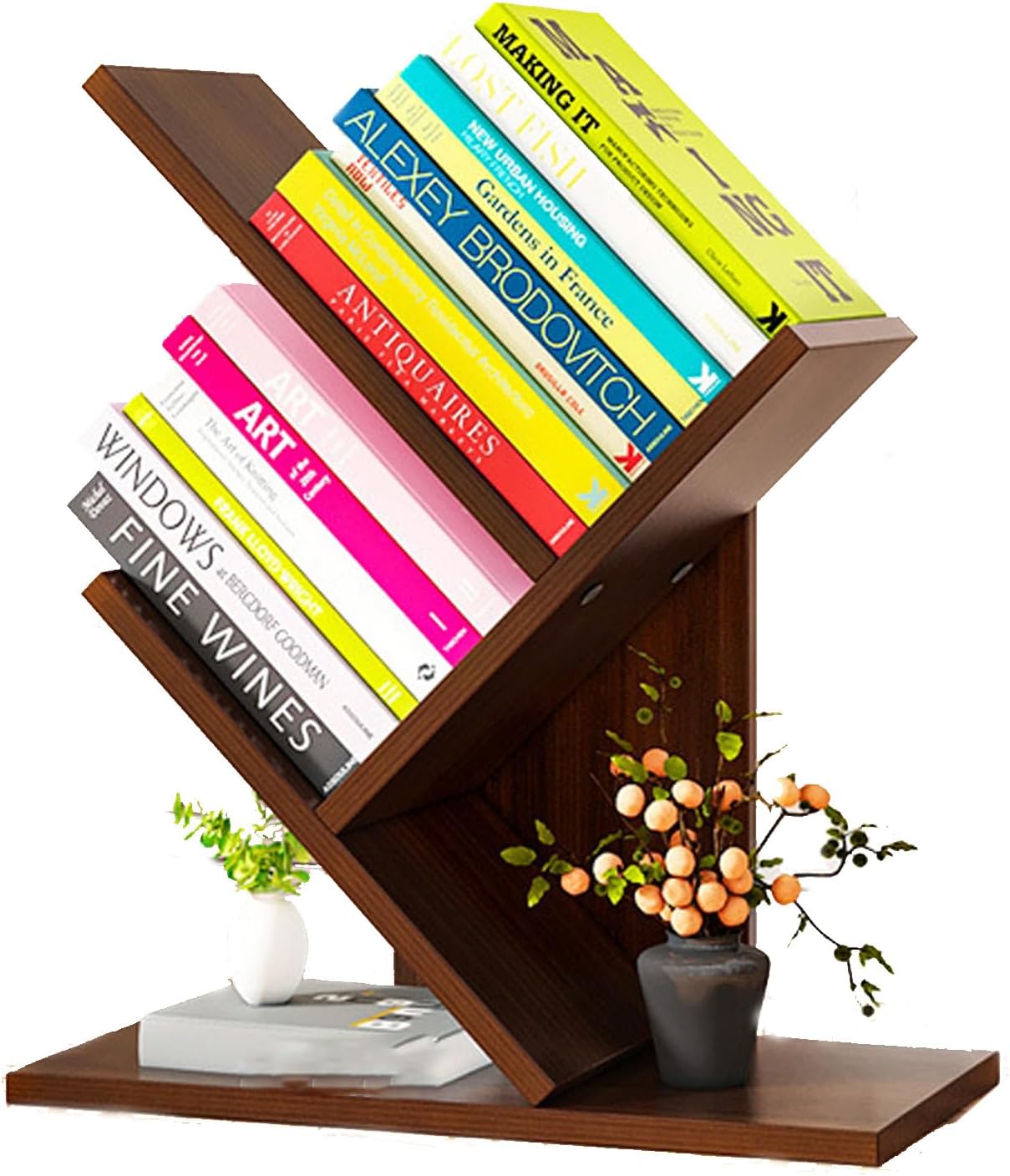 Book Rack With Storage Amazon.com: Freestanding Tree Bookcase Floor Standing Book Storage Rack ...