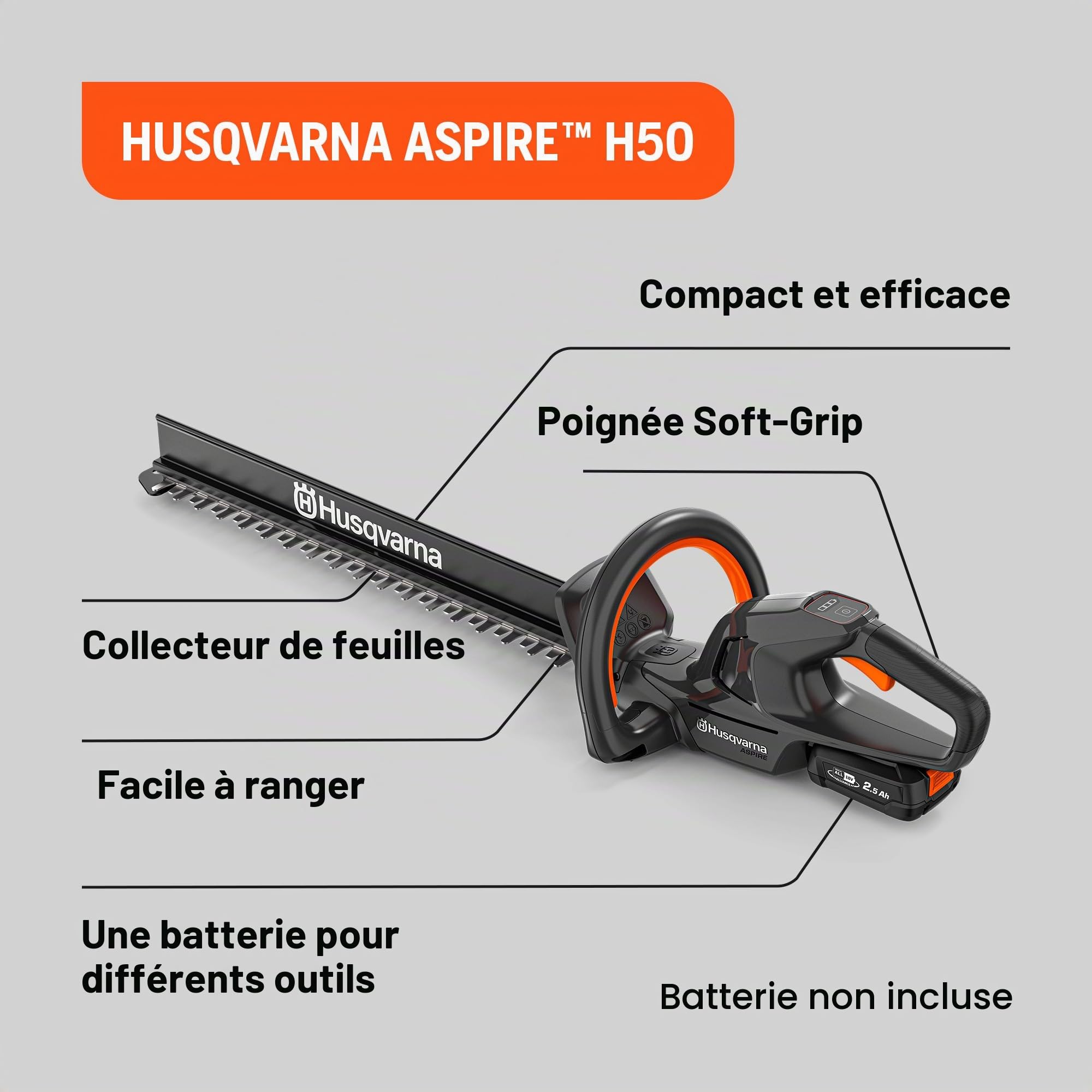 Husqvarna Taille-Haie sur Batterie Aspire H50-P4A Lame 50 cm