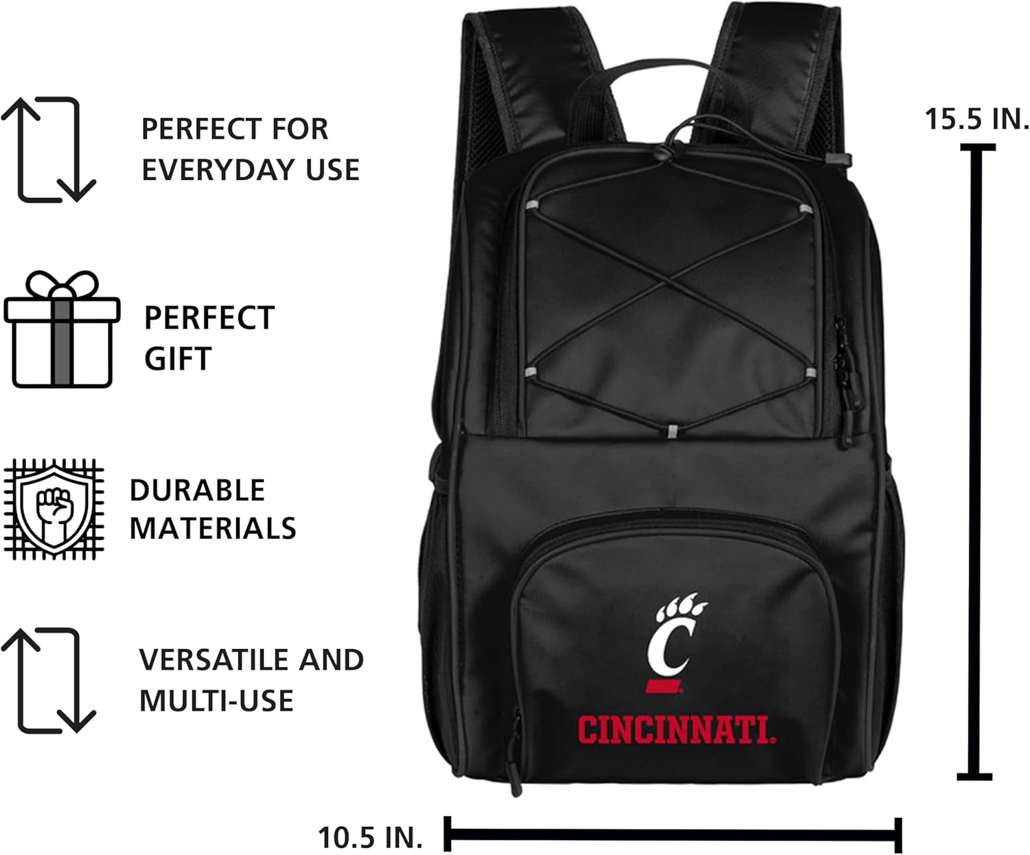 Logo Brands NCAA 24-Can Flex Backpack Cooler – Leak-Proof Lining, Bungee Cord Top & Shoulder Straps – Portable Cooler for Tailgates, Beach & Outdoor Events