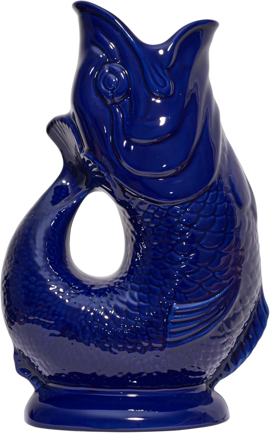The Original Gluggle Jug - Cobalt Blue Gluggle Jug in XL, 28cm 1.4L - Fish Shaped Jug - Decorative Glugging Water, Cocktail, Wine & Gin Pitcher, Decanter or Vase - Hand Made in Britain (C. Blue, XL)