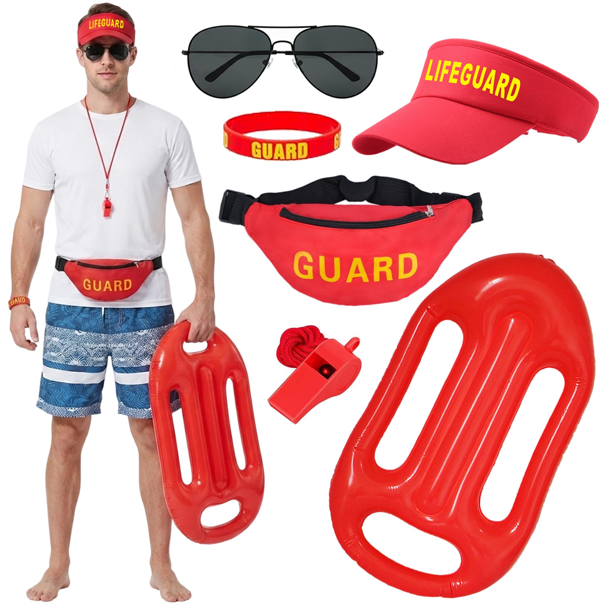 Fictoria Lifeguard Costume Set for Adults Unisex Halloween Beach Pool Party