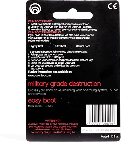 Miniatura 2 de Destruct Lovell - Borrador de datos de disco duro PRO  Borrar permanentemente datos de computadora  Herramienta de borrado de disco duro de grado