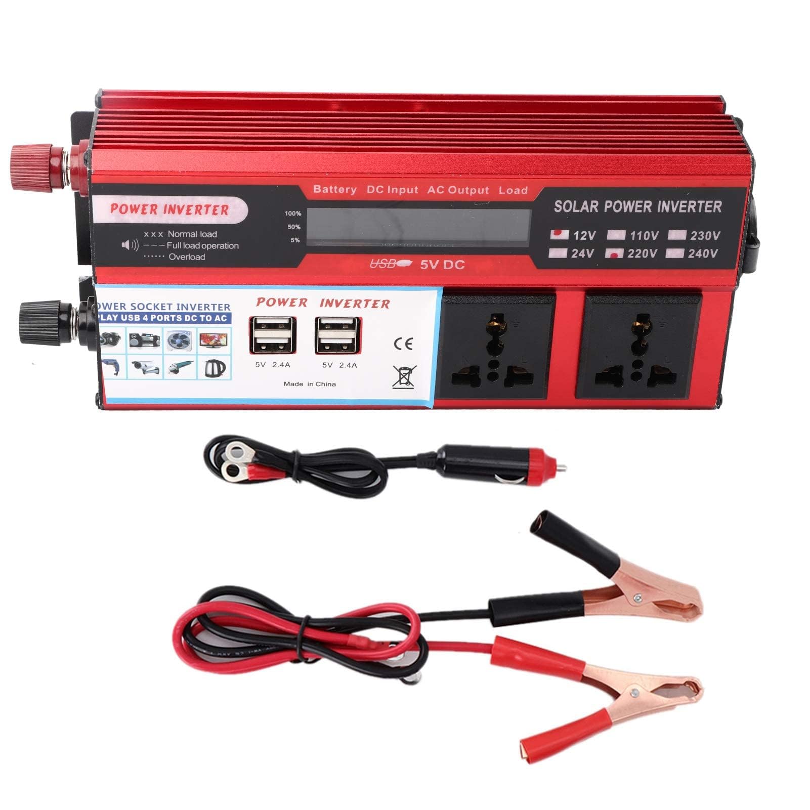 Wechselrichter, Yctze Auto 5000W Solar Power Inverter Digitalanzeige Telefon 4 USB-Ladegerät für Power Inverter 5000w spannungswandler 12v 230v spannungswandler 12v 230v für spannungswandler 12v 230v