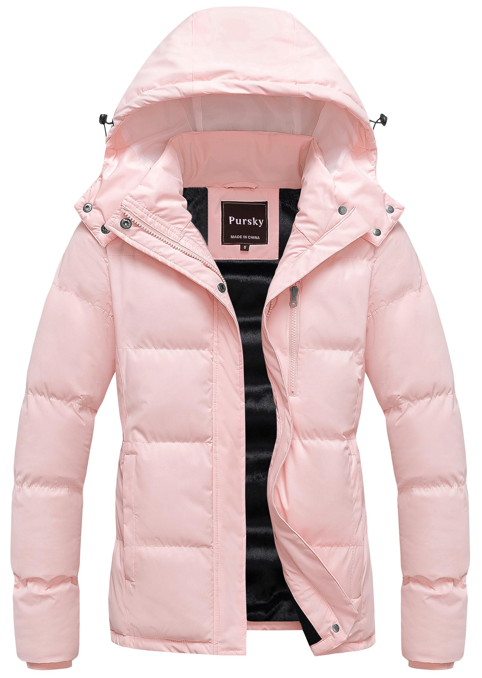 Women's Warm Winter Thicken Coat Waterproof Cropped Jackets Parka With Removable Hood