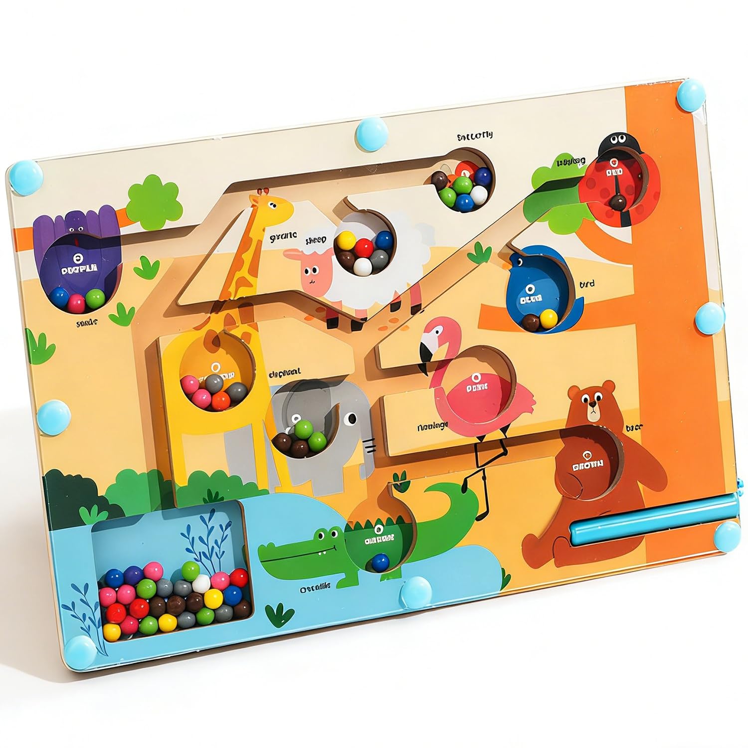 HATFRYF Magnetic Wooden Maze Game, Magnetic Color Number Maze Game, Carnival, Gift for Boys and Girls 25