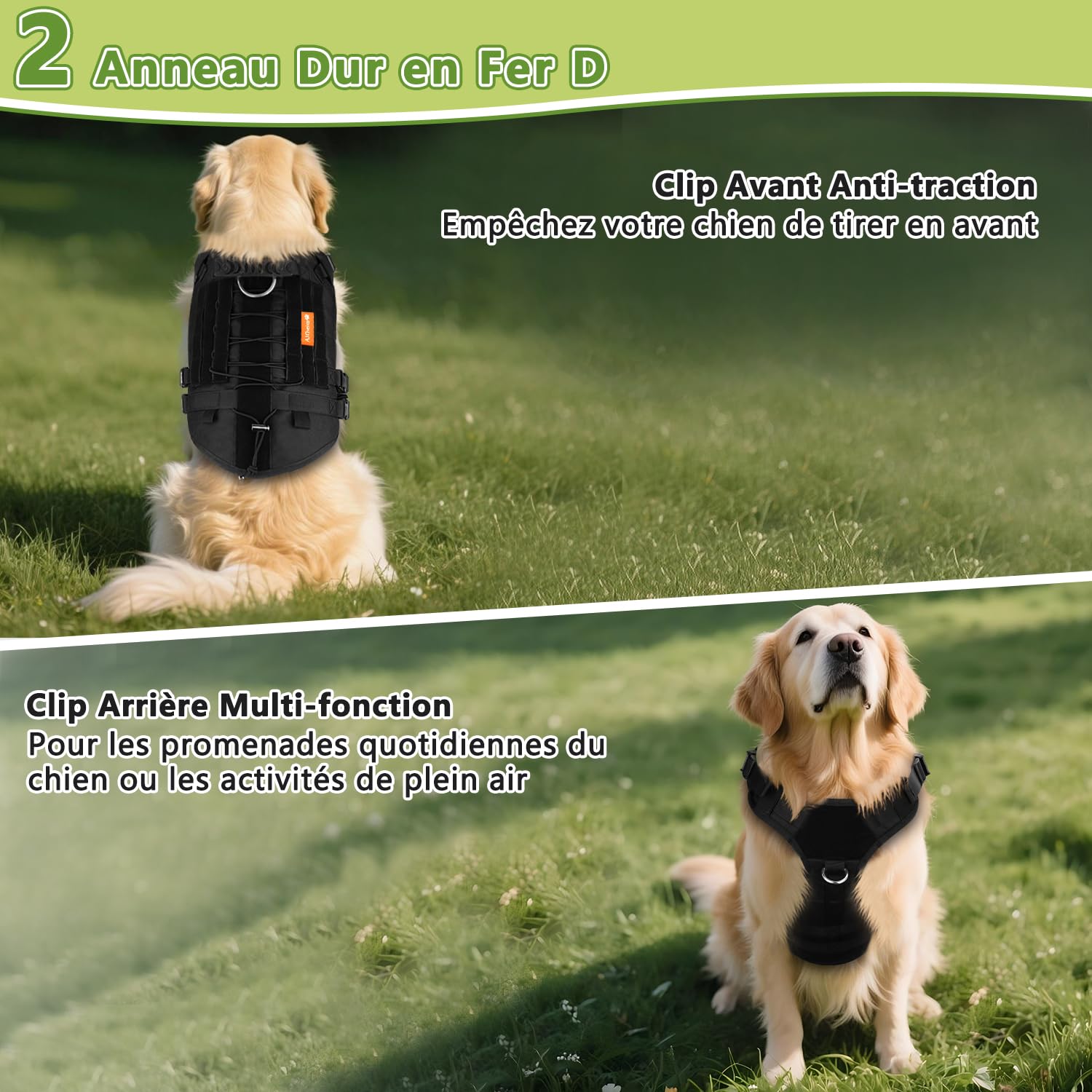 Alfheim Harnais Tactique pour Chiens avec Poignée pour Chiens de Taille Moyenne - Harnais Réglable sans Traction, Gilet Imperméable Léger Rembourré pour l'entraînement et la Marche Quotidienne