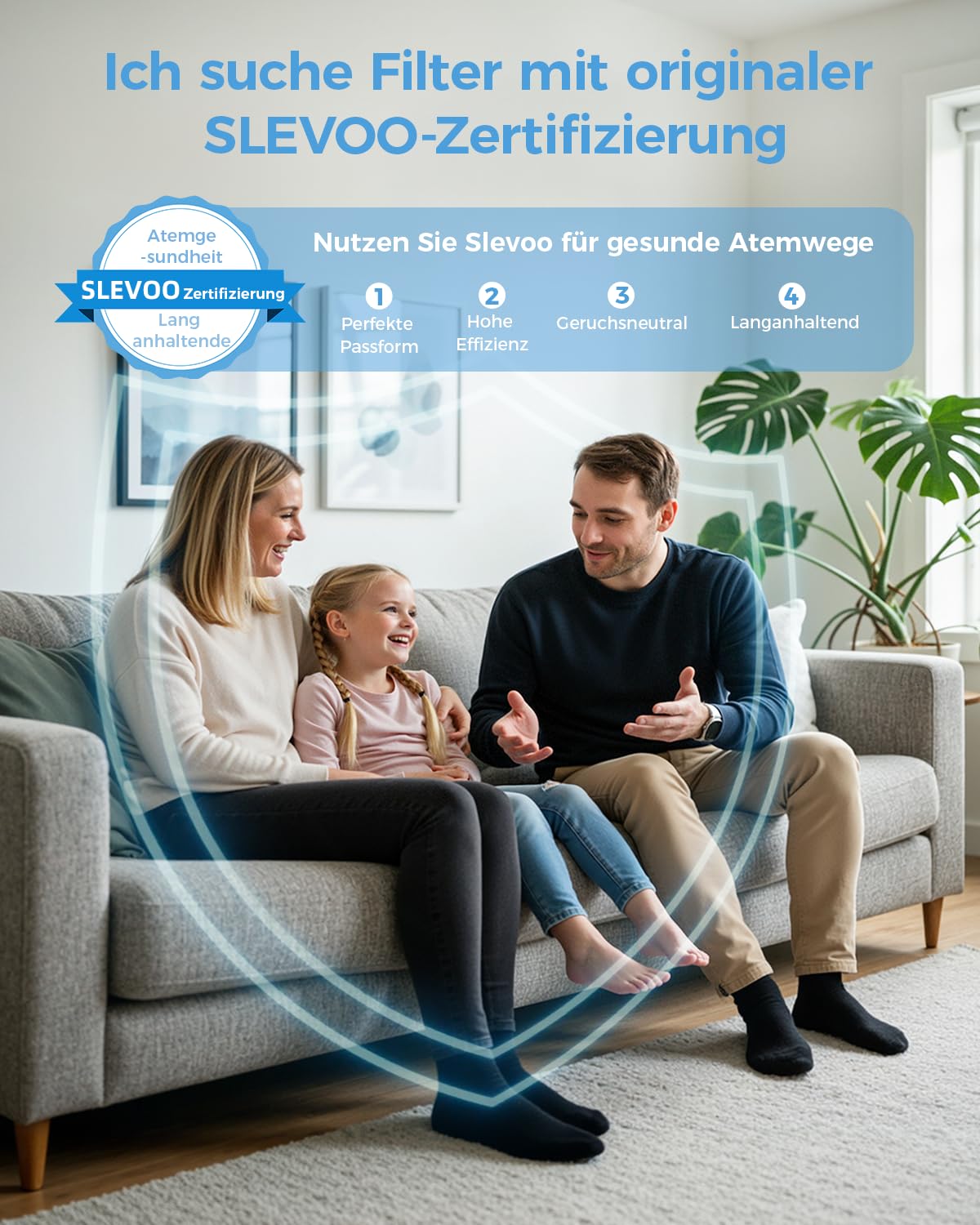 Slevoo Luftreiniger Schlafzimmer mit H13 HEPA Filter, 240m³/h CADR, Leise | Air Purifier für Räume bis 102 m² gegen Allergie, Pollen, Staub, Rauch & Tierhaare, mit Timer & Aromatherapie, Weiß