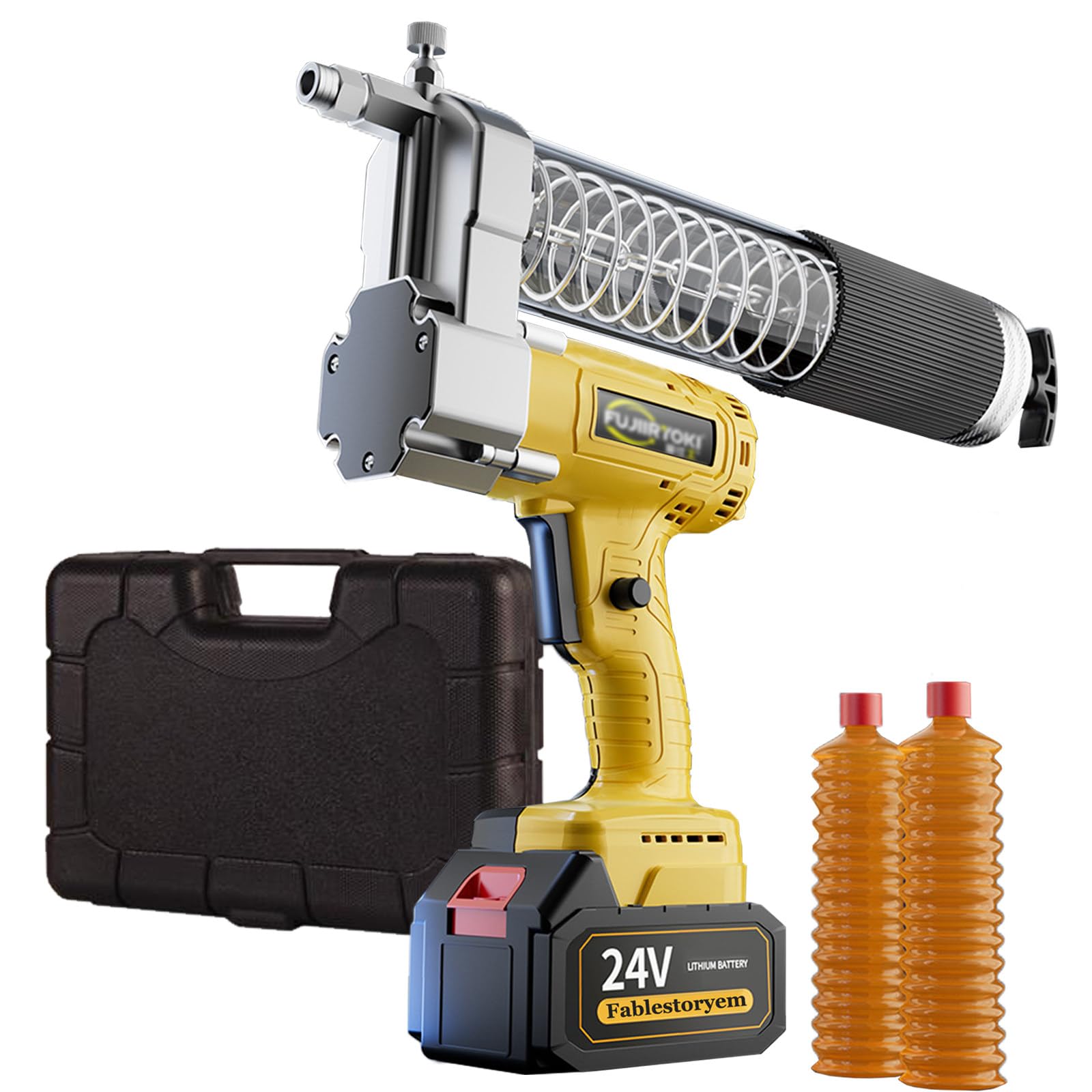 Kitde Máquina de Engrase de 750W, con Luz LED, Máquina de Engrase Alimentada por Batería, Pistola de Engrase Eléctrica de 12000PSI con 1/2 Baterías de 19800mAh, Escape Automático,1 battery