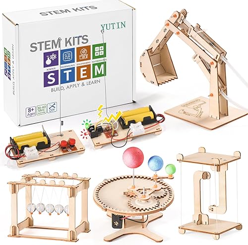 Kits de ciencia STEM, 5 juegos de construcción para niños de 8 a 12 años, rompecabezas de madera 3D, manualidades de madera para niños de 6 a 8