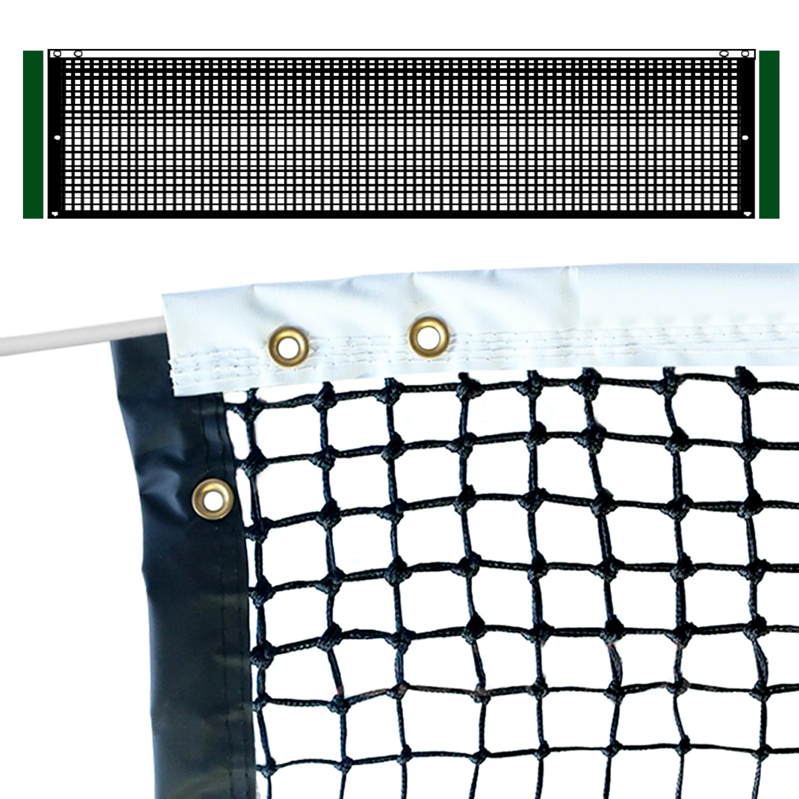 PROGOAL Professional Tennis Net 42FT Heavy Duty Nylon Net High Strength Non-Deforming Standard Replacement Tennis Net with 2 Fiberglass Dowels,