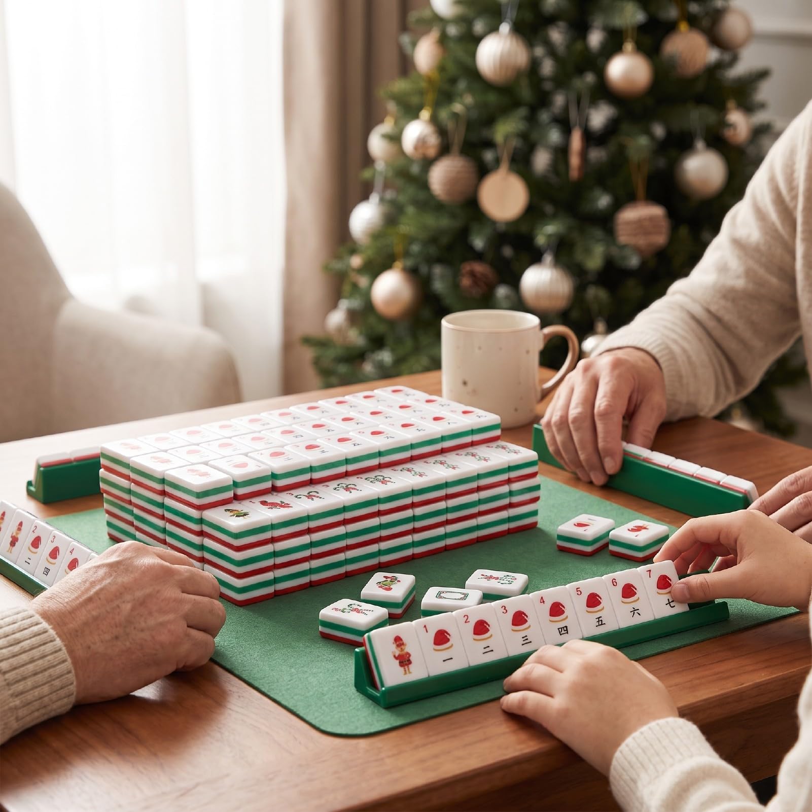 Set Mahjong di Natale con Tessere in Acrilico 160 Pezzi, per Giochi da