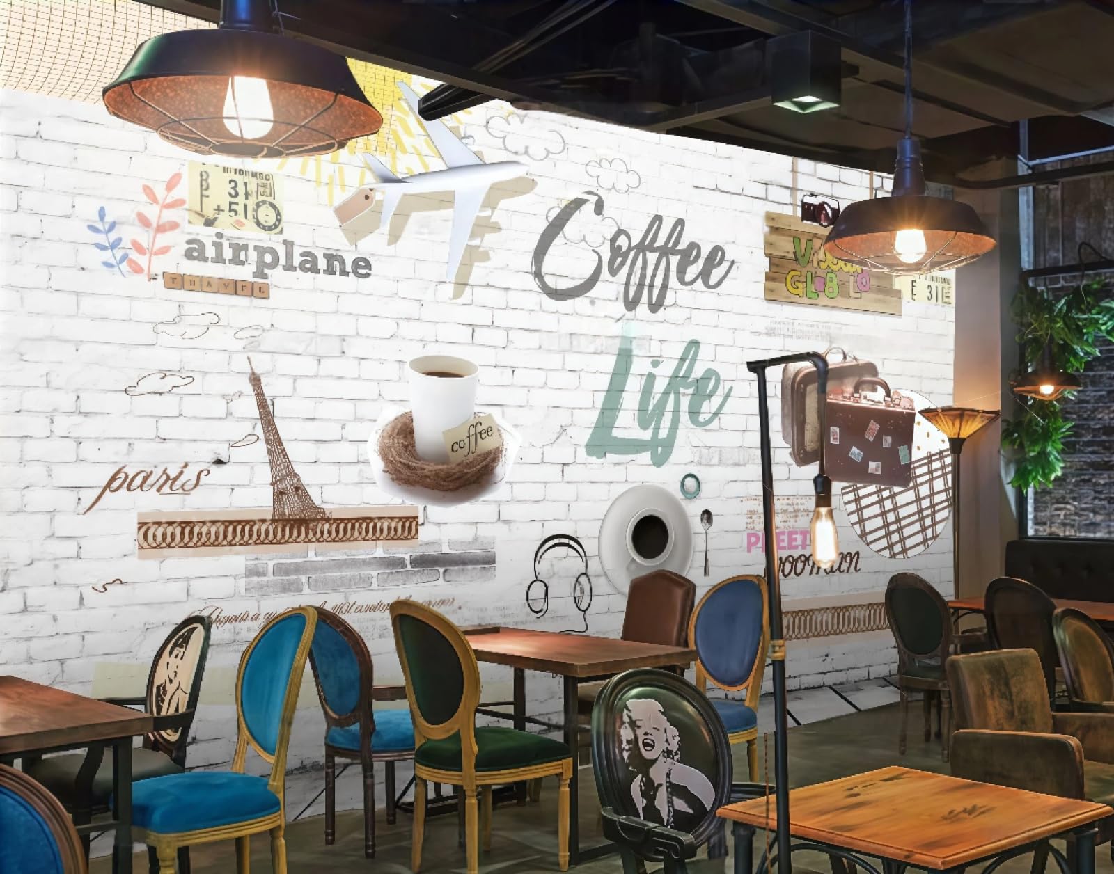 Tapeta z cegły z ręcznie malowanymi literami kawowymi, dom deserowy, popołudniowa herbata, burger, bar, tło zachodniej restauracji, tapeta ścienna do kawiarni, 3D, 430x300cm