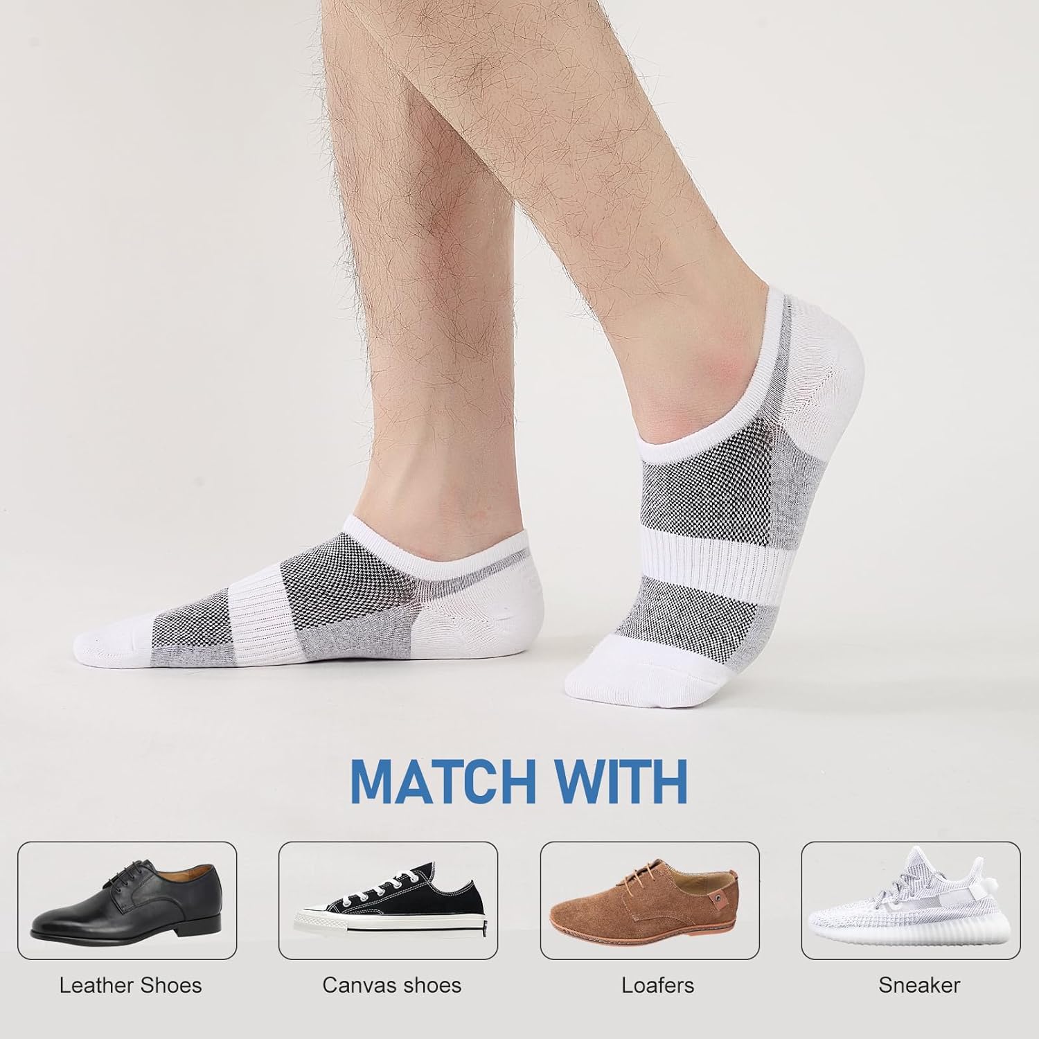 No Show Socks Men, 6 Pairs Cotton Thin Low Cut Ankle Men's Socks, Non Slip Invisible Sock for Loafer Sneakers - Image 6