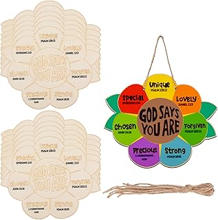 12pcs Sunday School Crafts for Kids, God Says You are Sunflower Craft Kit Wooden Painting DIY Activities Christian Bible Handmade Sunflowers Cardboard for Religious Sunday School Church Home