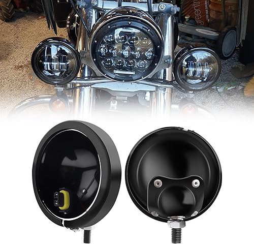 Miniatura 1 de Carcasa de luz antiniebla LED de 4.5 pulgadas, soporte de cubo compatible con Harley Davidson motocicleta Tousing Electra Glide