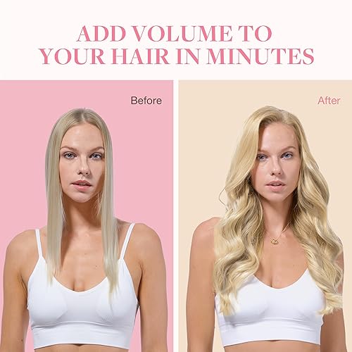 Miniatura 6 de GOO GOO Extensiones de cabello humano con alambre (añade 2 clips) ombré castaño medio con reflejos rubio dorado de 14 pulgadas, extensiones de