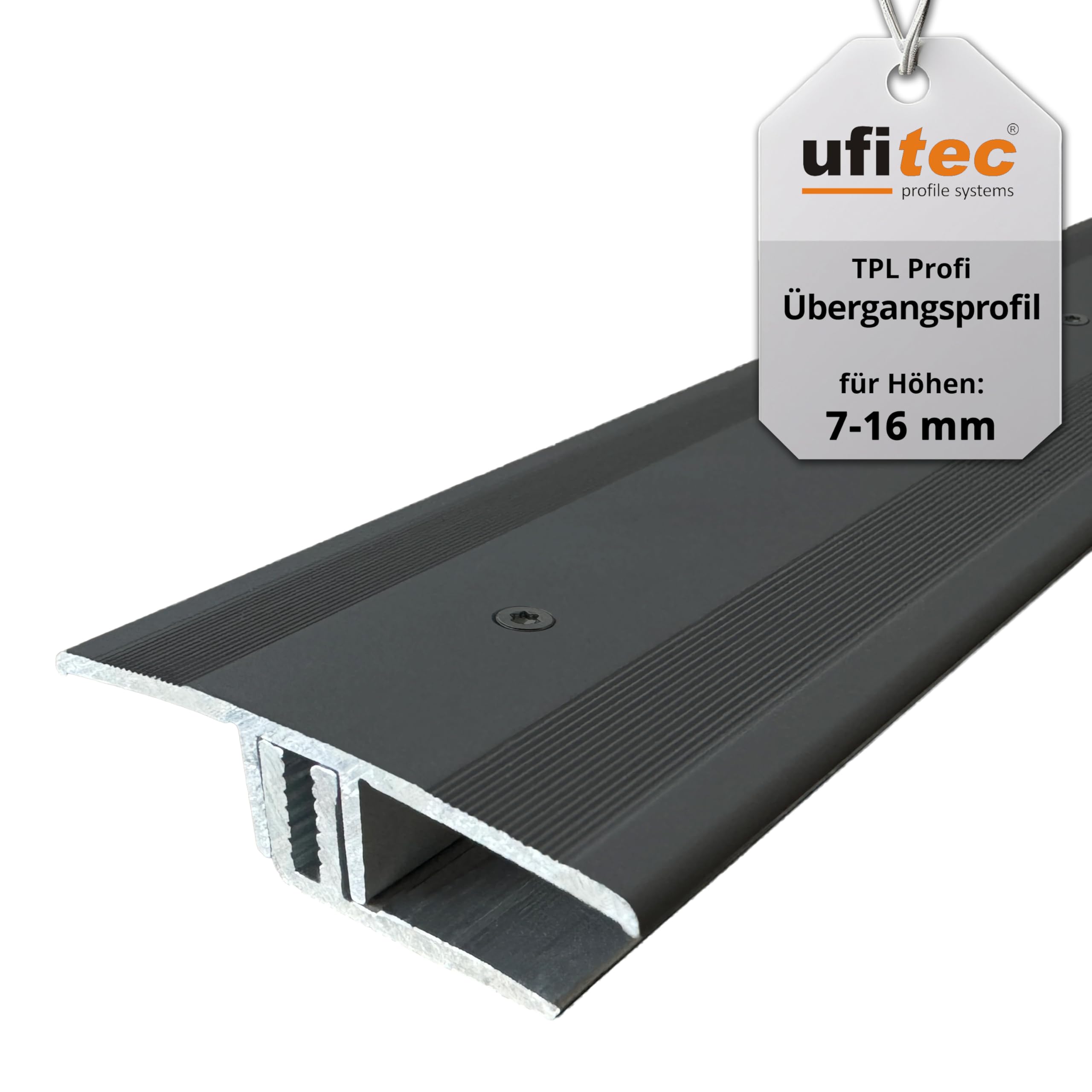 ufitec system profilowy do parkietów i podłóg laminowanych – do wykładzin o wysokości 7-15 mm – dostępny w wielu kolorach (profil przejściowy 270 cm długości | 45 mm szerokości, ciemny brąz)