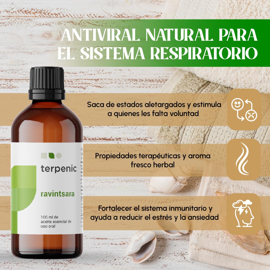 TERPENIC - Aceite Esencial de Ravintsara (Cinnamomum camphora) - 100 ml - Uso Oral – Formato profesional de alto rendimiento