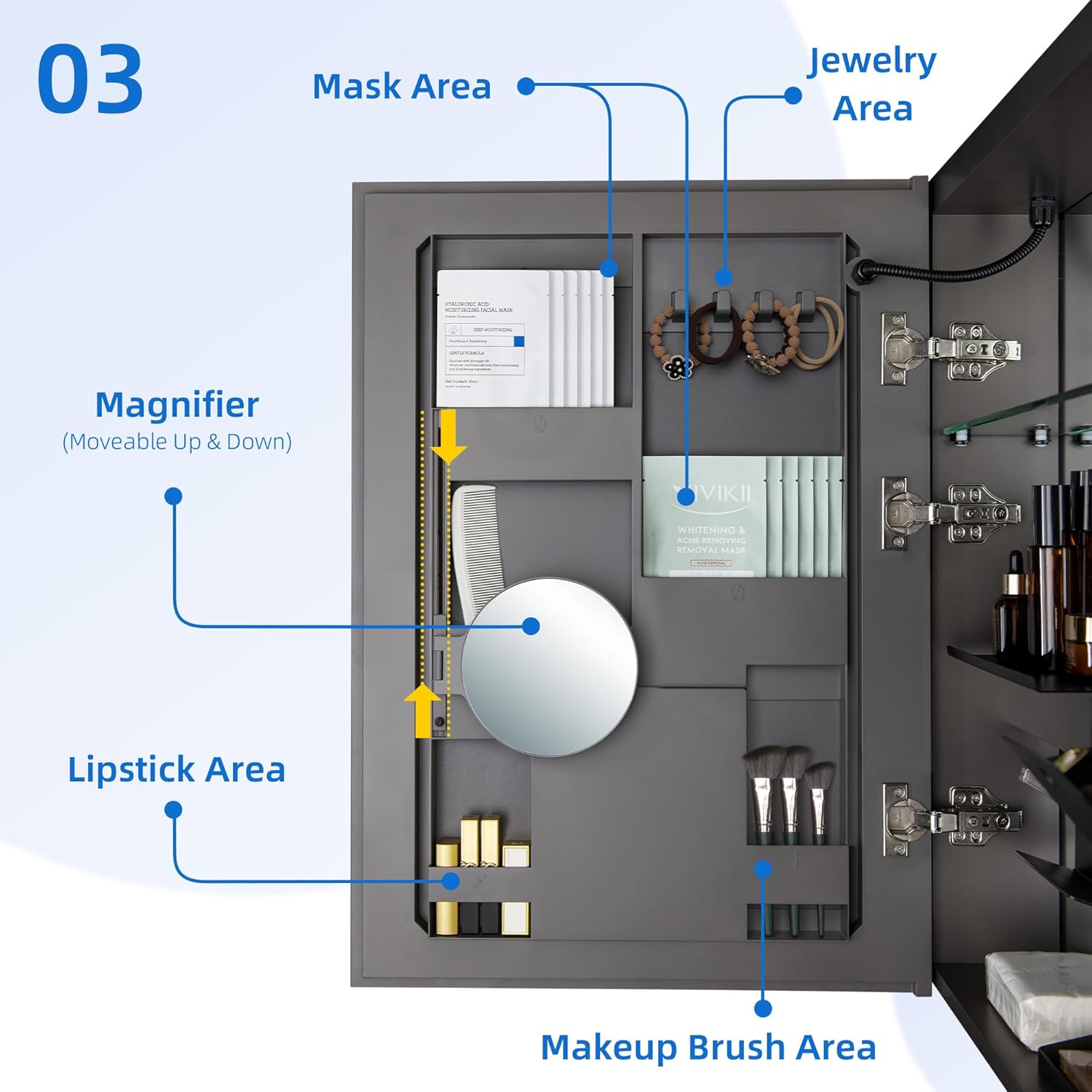 Woodbridge 29.5” W x 27.75" H LED Medicine Cabinet with Smart Storage, Anti-Fog Mirror, USB & Outlet, Medium-Sized Design, M3028