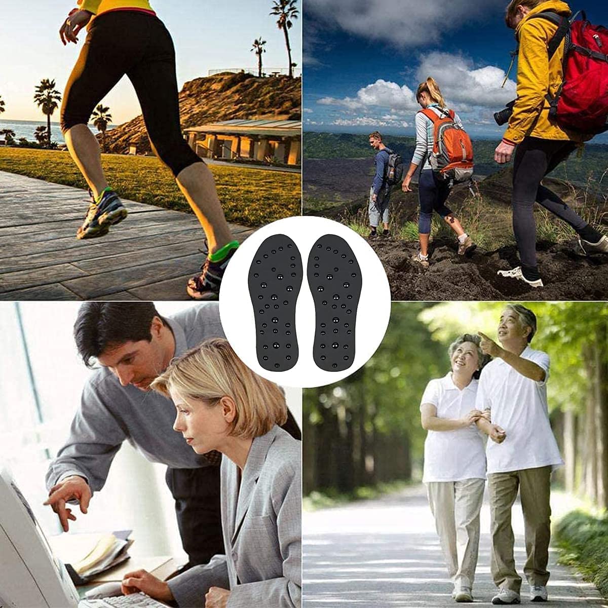 Plantillas magnéticas para zapatos, plantillas de masaje de acupresión, plantillas magnéticas con alivio del dolor, fascitis plantar, fatiga reducida, para hombres y mujeres