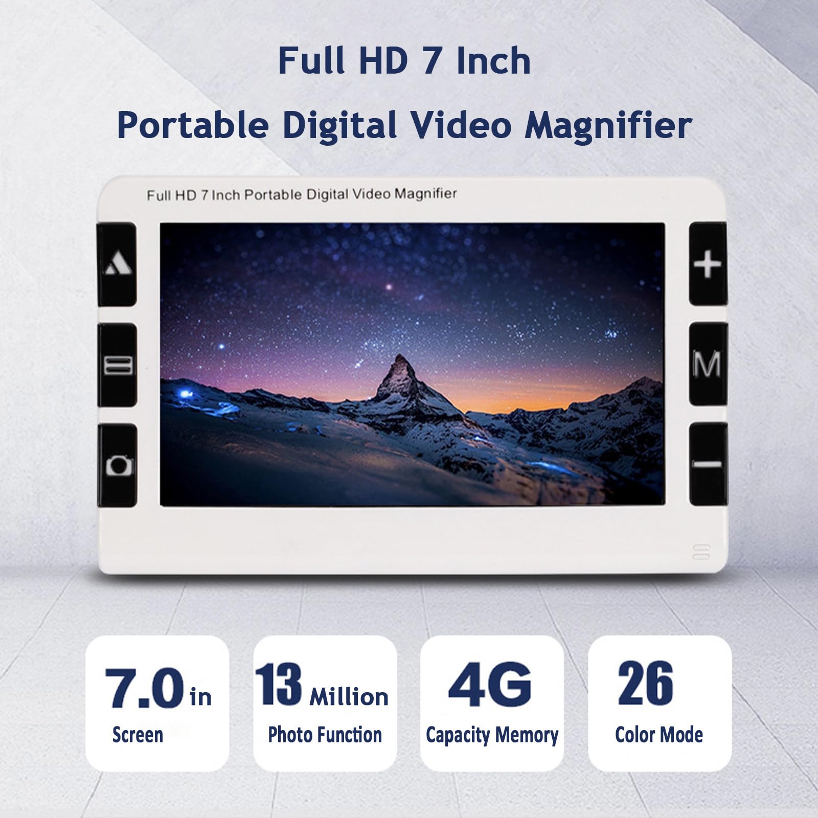 Lupa digital rectangular grande de 7 pulgadas, doble lente 2X-32X, lupa de lectura para personas mayores con baja visión, lupa portátil