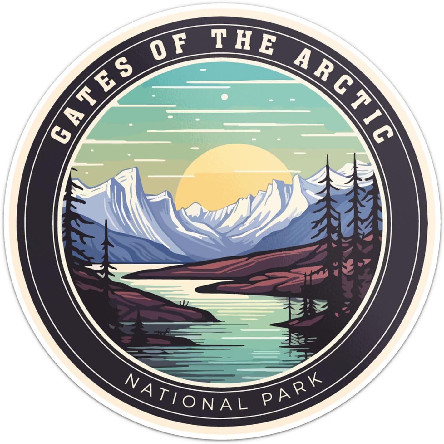 Gates of The Arctic National Park Sticker - Waterproof Vinyl Decal for Car Bumper, Laptop, Luggage, Water Bottle, Wall, and Window, Size - 3'' X 3''