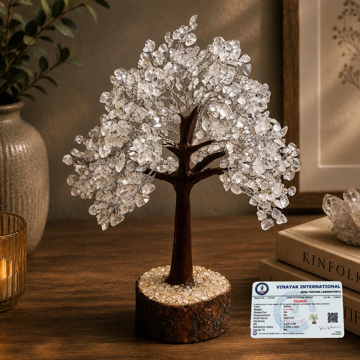 Reiki Crystal Products Certified Clear Quartz Tree, Clear Quartz Stone Tree 500 Beads Crystal Tree Stone Tree Showpiece