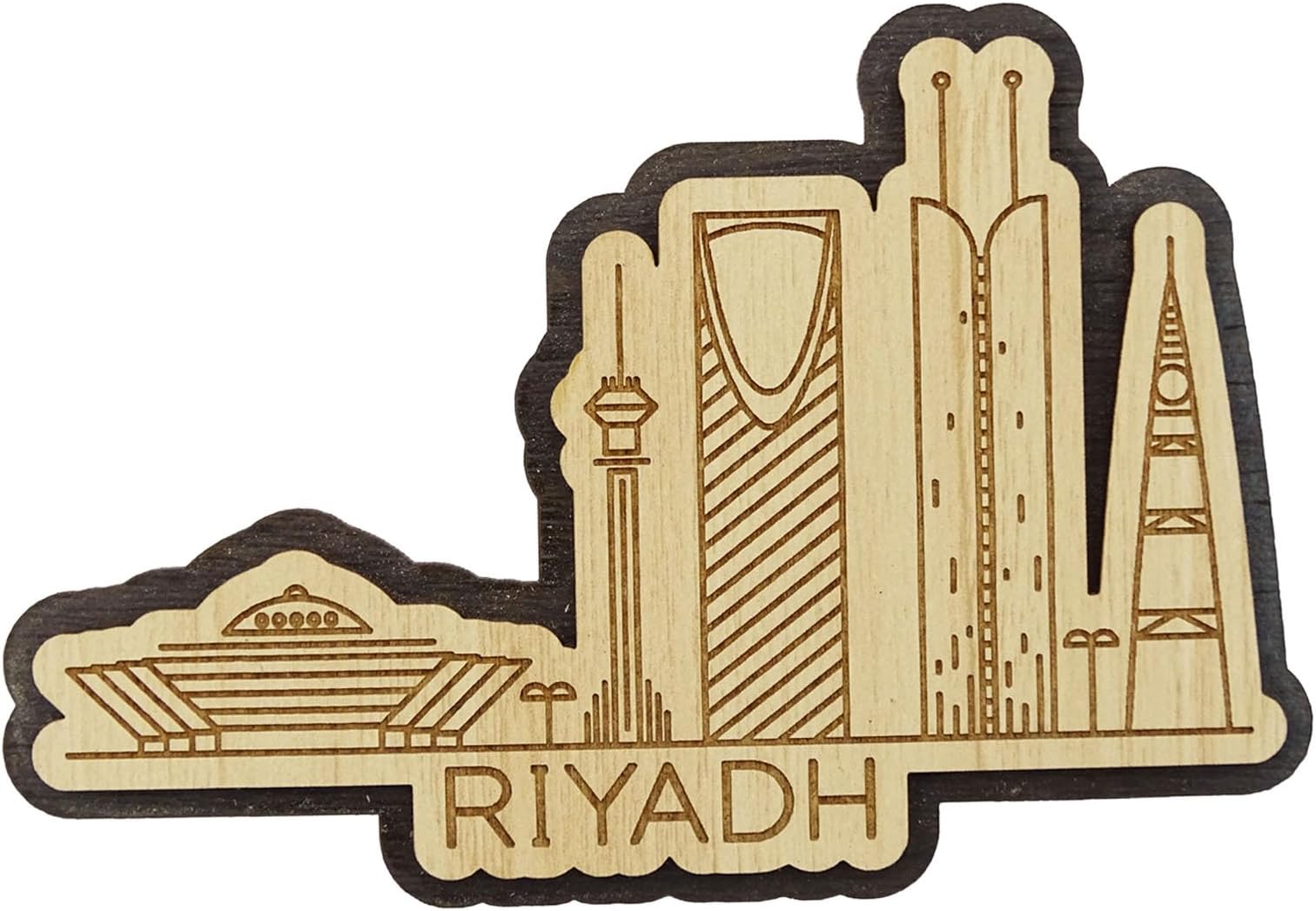 Printtoo Towers of Riyadh Saudi Arabia Engraved Wooden Fridge Magnet Souvenir Decorative
