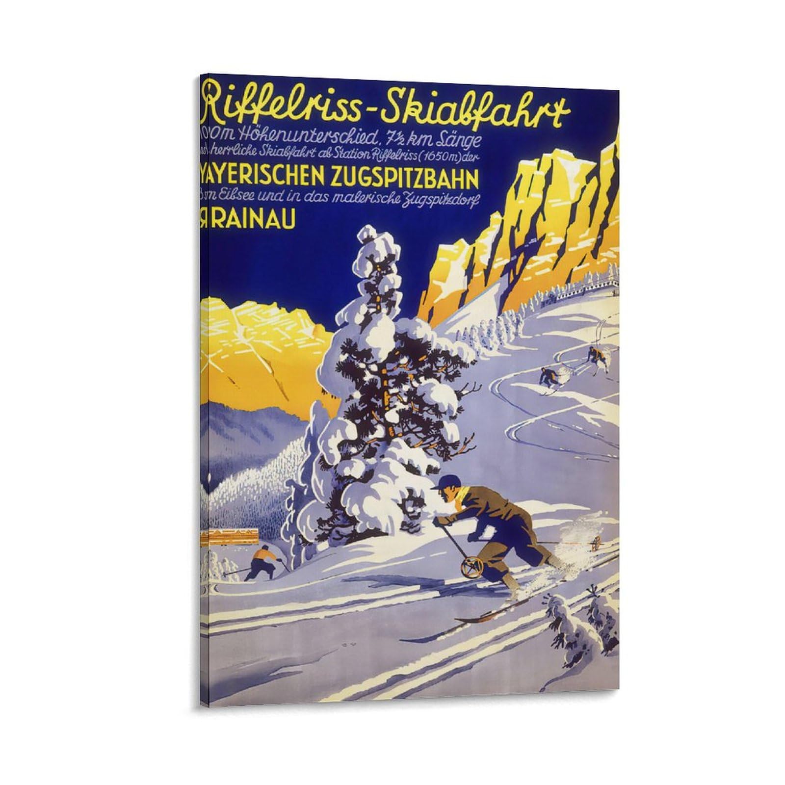 Amazon.com: Riffelriss Skiabfahrt Bayerischen Zugspitzbahn Grainau, Germany Vintage Ski Poster - Grainau Ski Pos Poster Decorative Painting Canvas Wall Art Living Room Posters Bedroom Painting 12x18inch(30x45cm): Posters & Prints