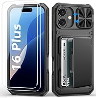 Vista 24 de Funda para iPhone 16 Pro Max con tarjetero (4-5 tarjetas), funda deslizante para cámara y protección de grado militar, a prueba de golpes, Azul