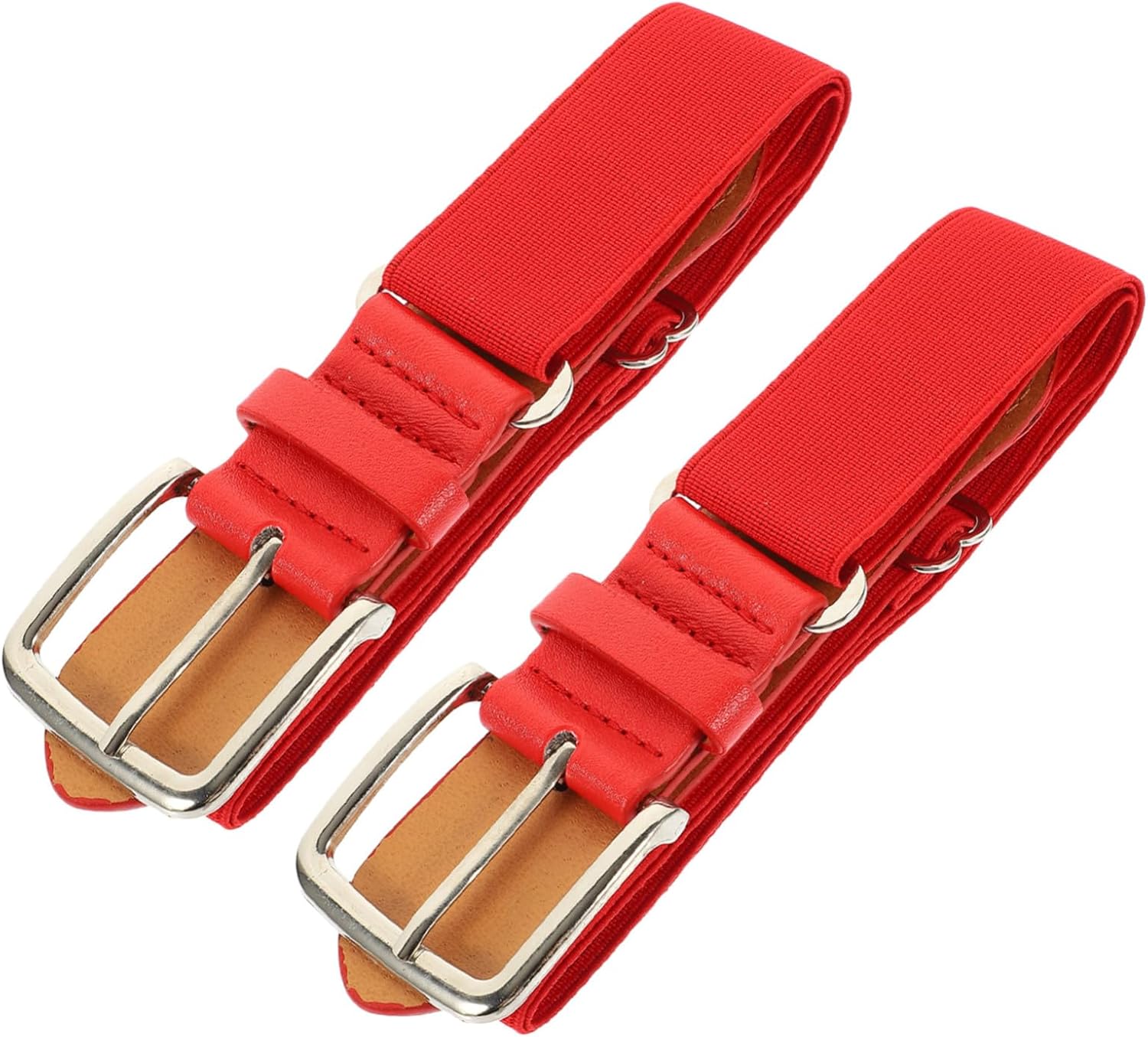 Beavorty 2pcs Elastic Baseball Belt Adjustable for Boys and Adults, Soft Imitation Leather and Steel Waistband, Wear-resistant Sports Belt for School Teams and Fastpitch, Outdoor Softball