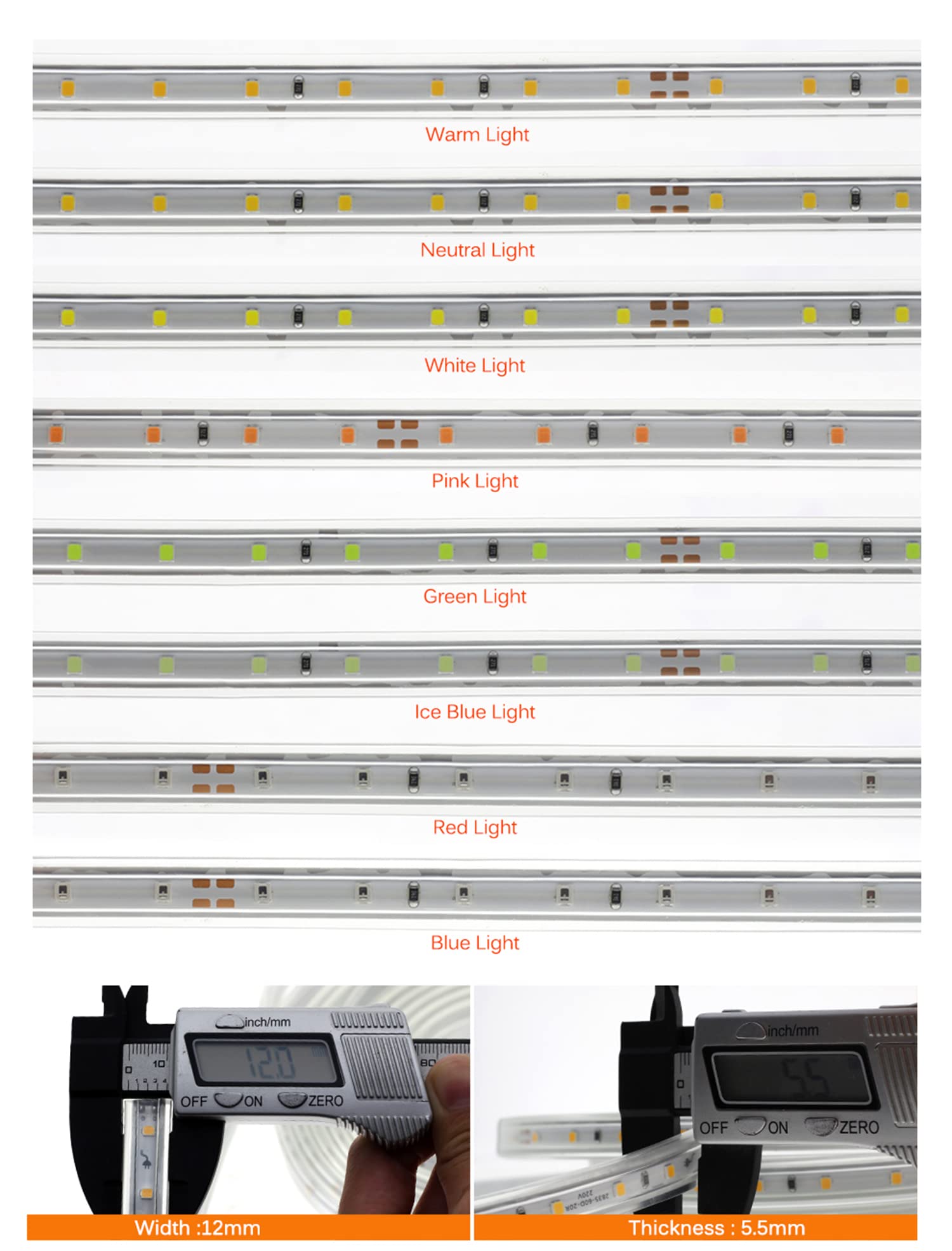 Taśma LED, wodoodporna taśma LED z przełącznikiem, lampka LED 220 V, 2835 120LEDs IP65 wodoodporna taśma (20m, zimna biel)