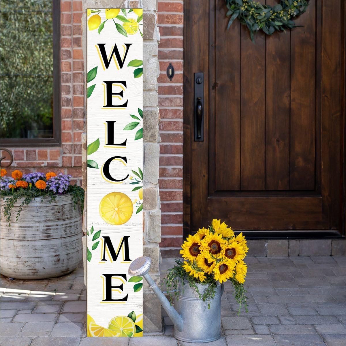 Hello Summer Hanging Door Sign – Watermelon Welcome Sign For Front Door, Porch, Or Wall Decor (10x10 Inch)