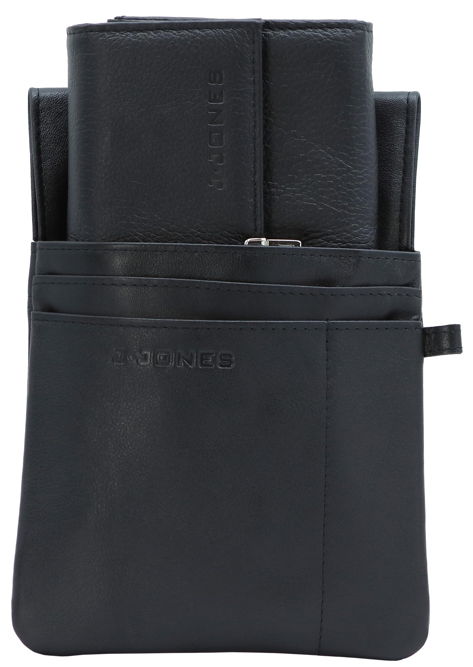 VISCONTI Colección Colorado Monedero De Cuero Suave Para Mujer CD22 Bloqueo RFID Negro/Aguamarina