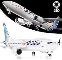 Vista 1 de Lose Fun Park 1:130 Scale Large Model Airplane Dubai Boeing 737 Plane Models Diecast Airplanes with LED Light for Collection or Gift