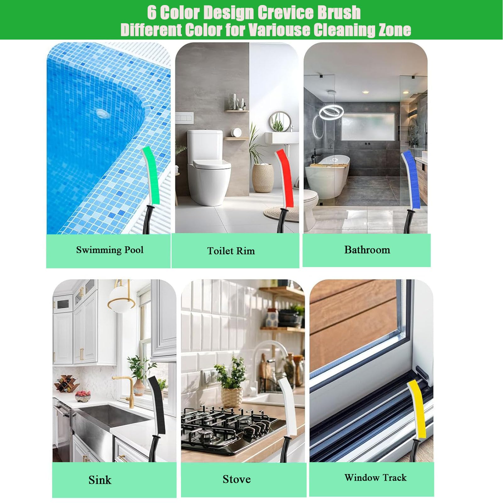 Set di 10 Spazzole per la Pulizia Delle Fessure, 6 Spazzole Colorate per la Pulizia Delle Fessure, 2 Raschietti, 2 Pietra Pomice per WC, Per Groove Finestra Porta Gap Bagno Casa Cucina Pulizia