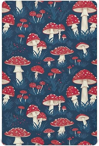 Miniatura 1 de Kigai Fitted Crib Sheet for Boys Girls,Red Mushroom Jersey Knit Baby Sheet for Standard Crib and Toddler Bed Mattresses, Cozy Soft Breathable, 28 x