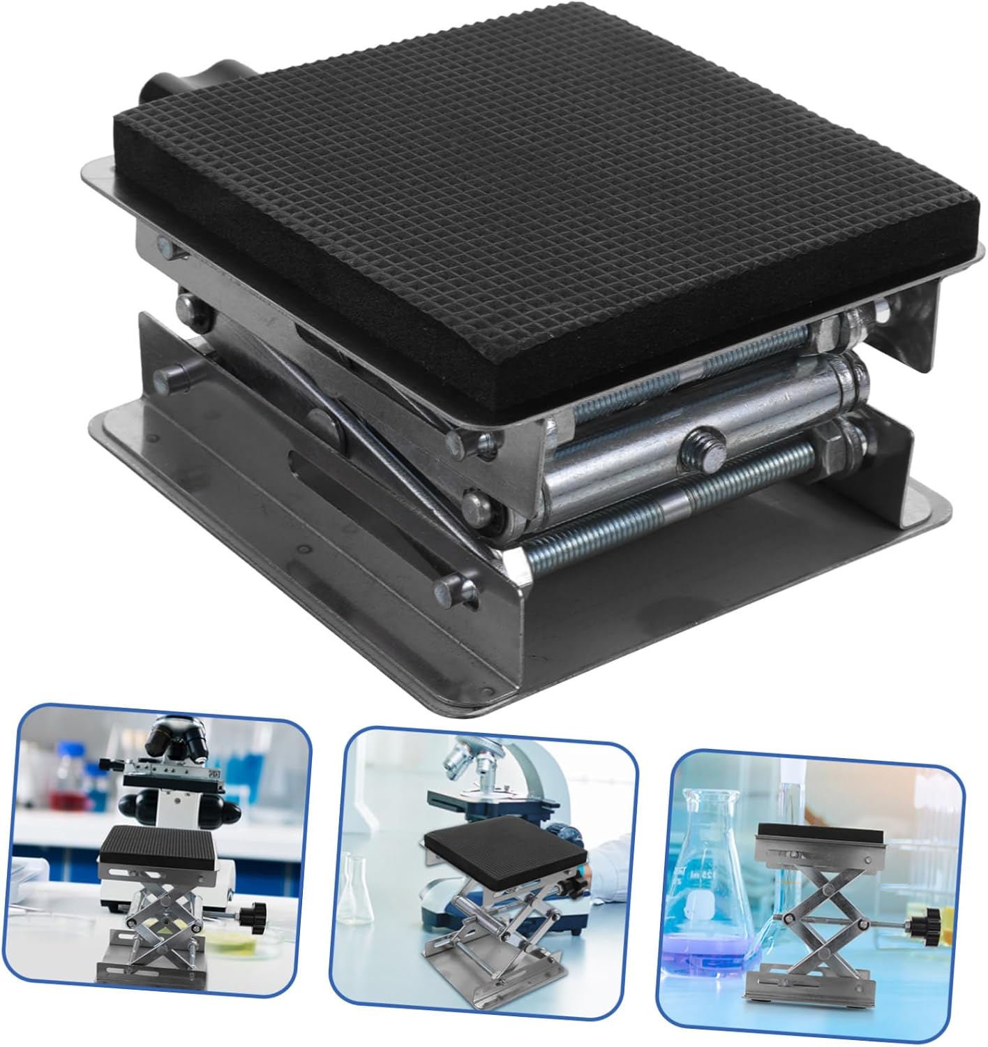 Stainless Steel Laboratory Jack Scissor x 4 Lifting Table Adjustable Height 60-165mm Manual Support Jack for Science Experiments