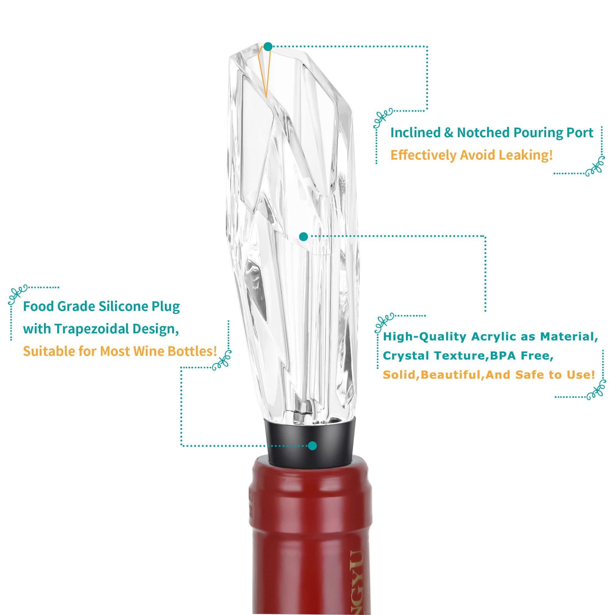 Aérateur De Vin Verseur En Forme De Diamant étincelant - Sans