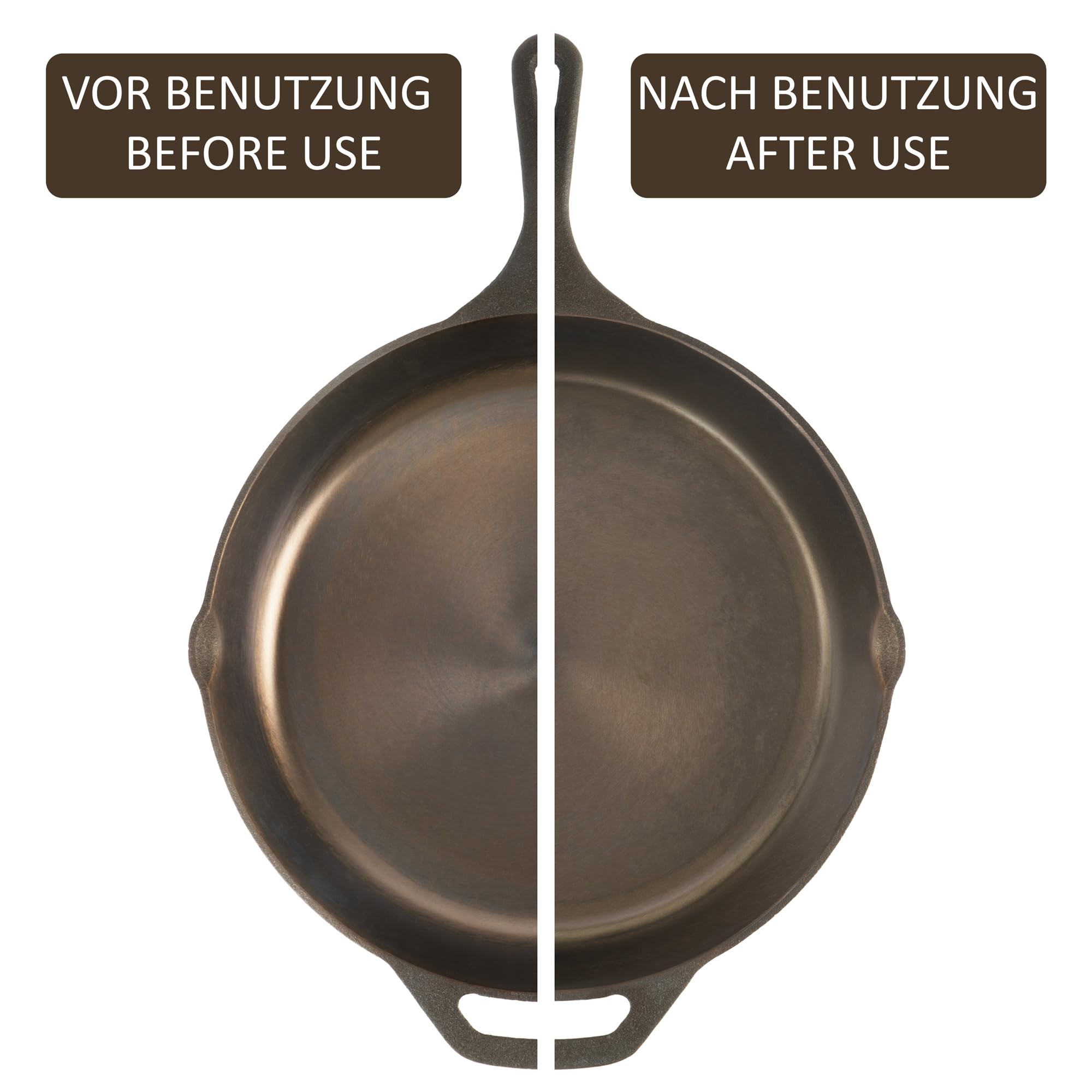 Mahlzeit Sartén de hierro fundido pulido con tapa, sartén con dos vertidos, tapa de la parrilla, sartén universal, sartén fundida pulida, sartén con tapa, borde alto (29,5 cm de diámetro)