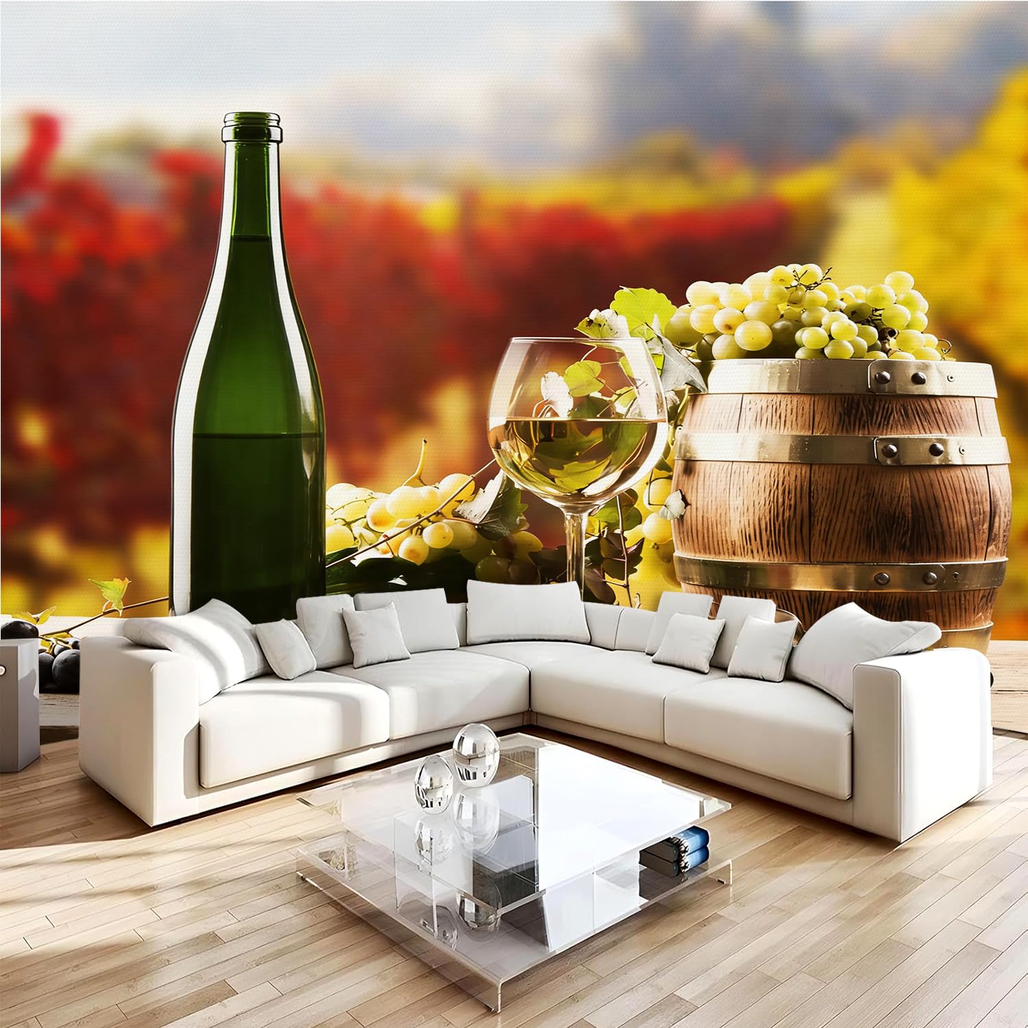Carta da parati effetto 3D Vino 366x 254 cm Murale Non Tessuto Stile Pastorale Fotomurale Stampa HD Moderna Poster Per Soggiorno E Camera Da Letto Design 1M3988