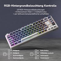 RK ROYAL KLUDGE M75 Vezeték Nélküli Mechanikus Gamer Billentyűzet, 75% TKL, RGB, QWERTZ, OLED Kijelzővel, Hot-Swap Red Switch, Levendula Lil 6