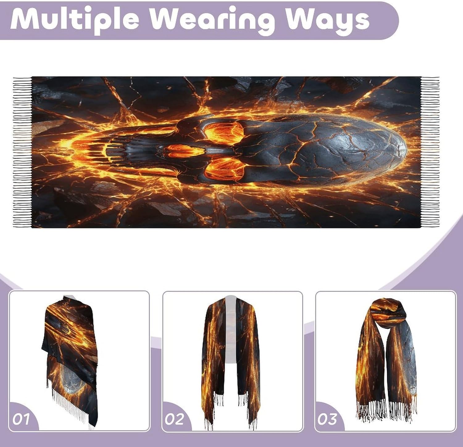 Shattering of Skull Scarf for Women Men Classic Fashion Blanket Scarves Soft Cashmere Feel Scarf Cold Weather Warm Long Shawl Winter Large Scarves Classic Blanket Scarfs Thick