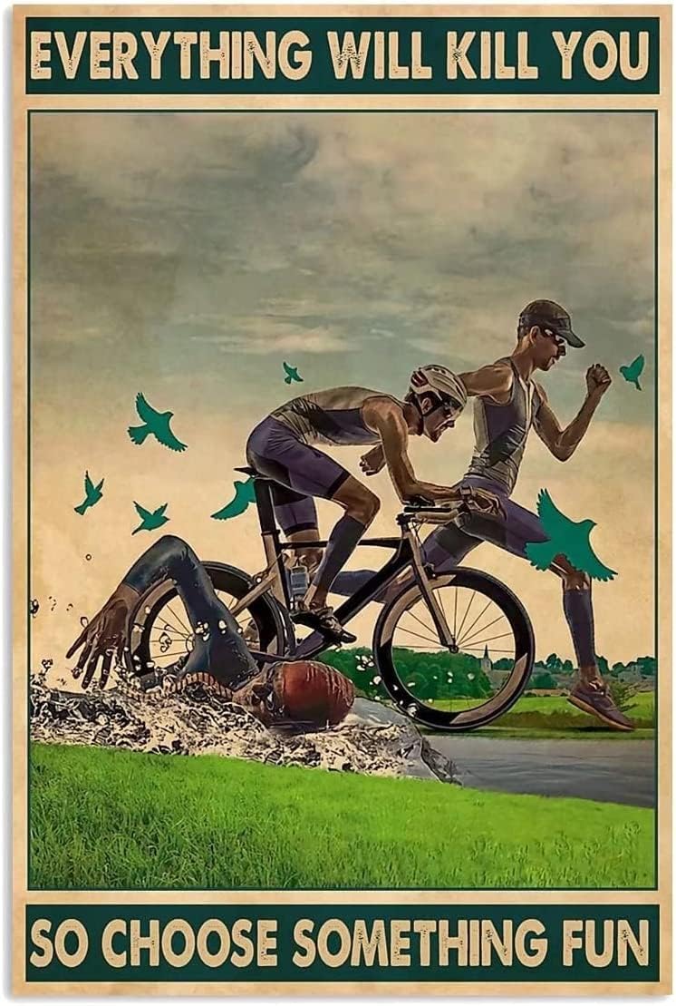 Triathlon Picture Inspirational Wall Art Canvas Print Athletes Home Bedroom Living Room Decor Peace Dove Sign Inspirational Quote Poster Gym Decor Vintage Frameless Artwork 20x24inch/ 50x60cm