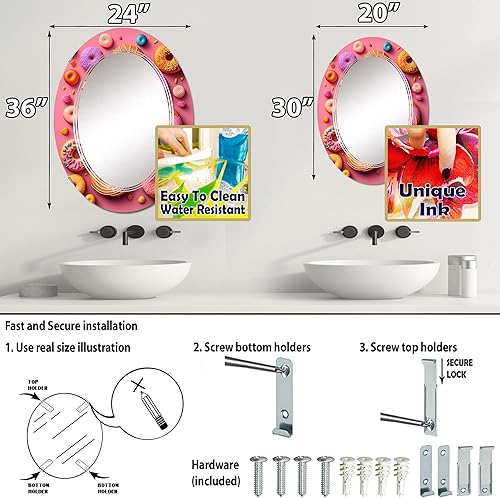 Miniatura 4 de Espejo de pared de Food Donuts, espejo moderno ovalado, espejo de baño rosa redondo, espejo de tocador de donas de alimentos, irresistible Donut