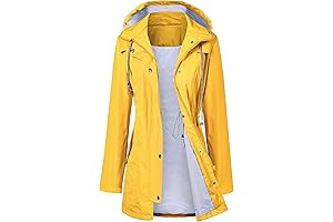 Women's Rain Jacket: Waterproof, Hooded Trench Coat for All-Season Protection